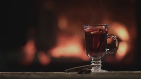 Mulled wine fireplace Stock Footage 70990475