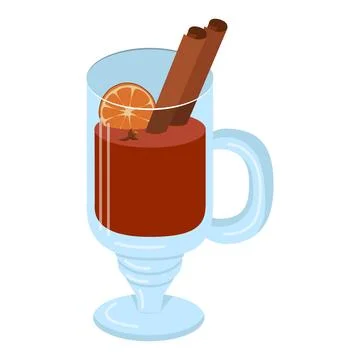 Mulled wine in a glass cup. vector illustration on a white background Stock Illustration