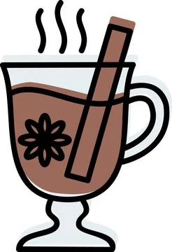 Mulled wine glass flat design winter icon Stock Illustration