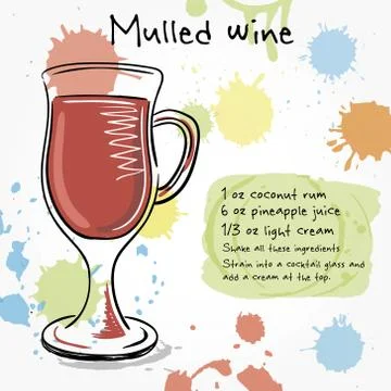 Mulled wine. Hand drawn illustration Stock Illustration