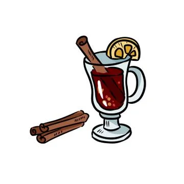Mulled wine hand drawn vector sticker doodle Stock Illustration