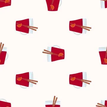 Mulled wine pattern on a light background for use in textiles Stock Illustration