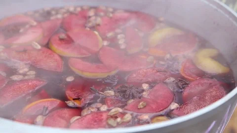 Mulled wine in a pot Stock Footage 79991401