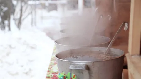 Mulled wine in pots Stock Footage 81039247