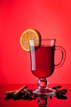 Mulled wine on red Stock Photos