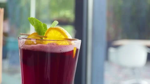 Mulled wine with spices, carnation, orange, mint Stock-Footage 141382891