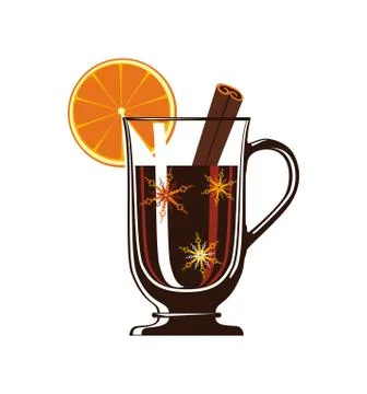 Mulled wine with spices isolated vector icon Stock Illustration
