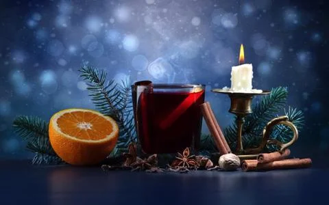 Mulled wine with spices Stock Photos