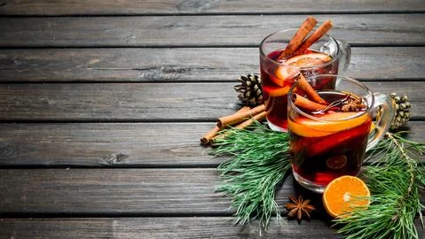 Mulled wine with spices. Stock Photos