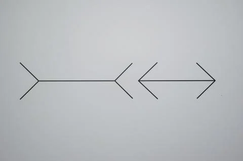 Müller-Lyer Optical Illusion – Arrows Creating Visual Perception Effect Illustrazione stock