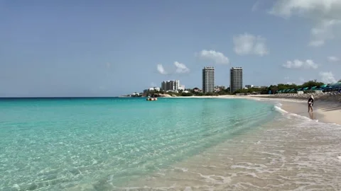 Mullet Bay Beach in Sint Maarten Caribbean Video stock 341677551