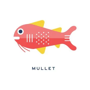 Mullet, sea fish geometric flat style design vector Illustration Stock Illustration