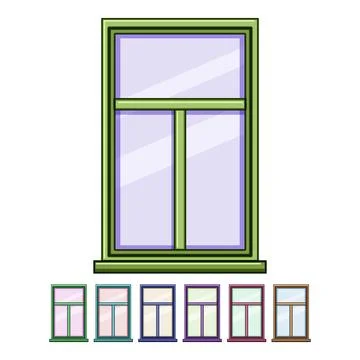 Mullion window frame cartoon vector graphic Stock Illustration