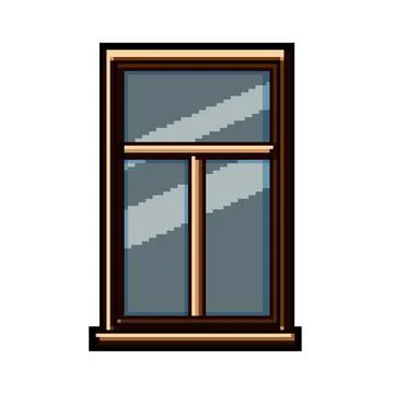 Mullion window frame pixel art vector illustration Stock Illustration