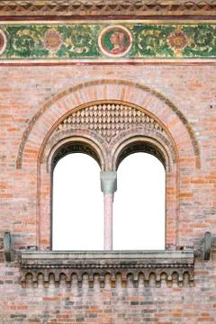 Mullioned medieval window suitable as a frame. Stock Photos