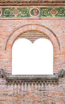 Mullioned medieval window suitable as a frame. Stock Photos