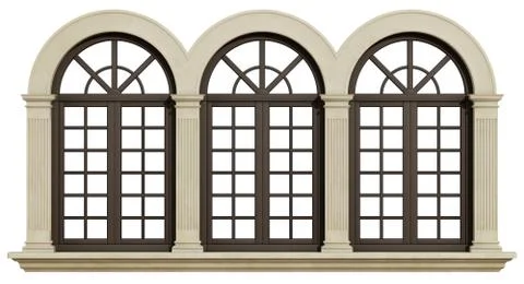 Mullioned window isolated on white Stock Illustration