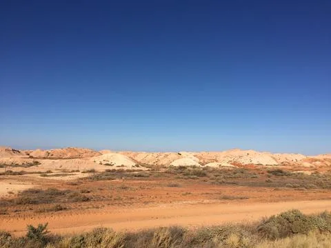Mullock Heaps in the Opal Fields of Coober Pedy, Outback Australia Stock Photos