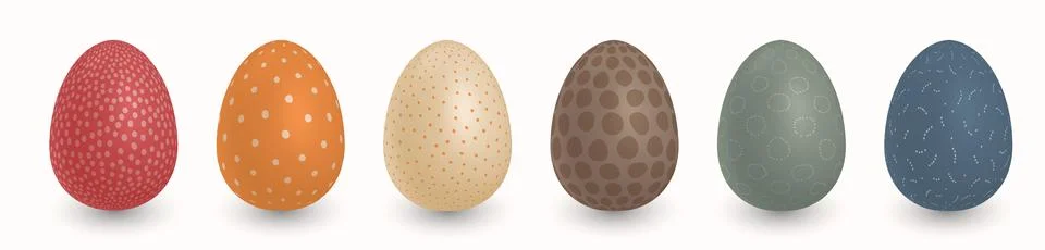 Mulsticolored Easter Eggs with shadow on transparent background. Set of Stock Illustration