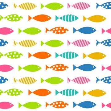 Mult Fish Seamless Pattern Background Vector Illustration Stock Illustration