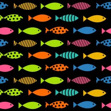 Mult Fish Seamless Pattern Background Vector Illustration Stock Illustration