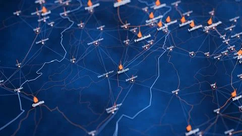 Multan map big data visualization. Futuristic map infographic of city in Stock Illustration