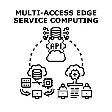 Multi access edge service computing infrastructure diagram Stock Illustration