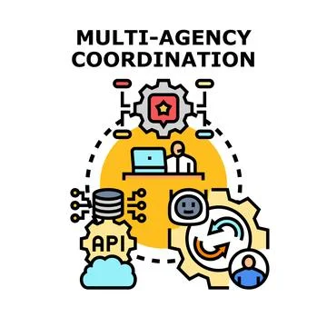 Multi agency coordination connecting diverse teams and data Illustrazione stock