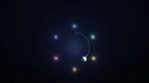 Multi Agent AI Orbs Relay Handoff Assembling Glowing Hexagon Animation Stockbeeldmateriaal 347526416