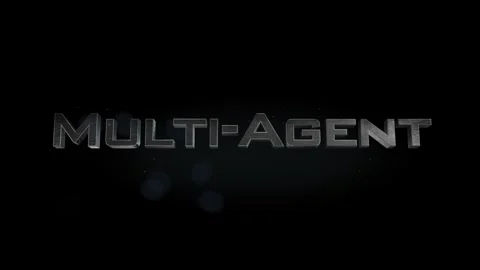 Multi Agent title 3D metal text on black alpha channel background Stock Footage 301263992