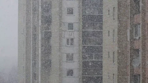 Multi-Apartment Block at snowy day Stock Footage 107645424