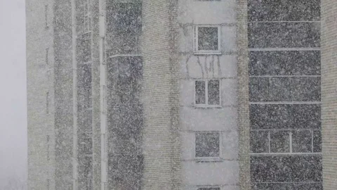 Multi-Apartment Block at snowy day Stock Footage 107645445