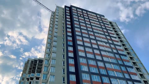 A multi-apartment house, almost built, in which tenants are about to drop in. Stock Footage 241019345