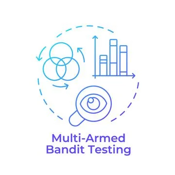 Multi armed bandit testing gradient outline concept icon Stock Illustration