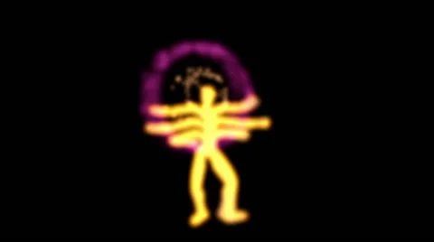 Multi armed Indian, Hindu Dancing Goddess with aura, halo of vibrant energy Stock Footage 68558510