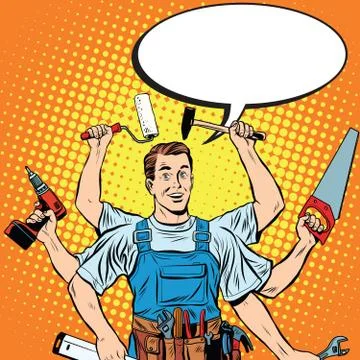 Multi-armed master repair professional Stock Illustration