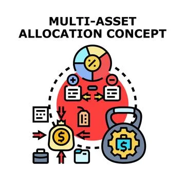 Multi asset allocation concept for investment strategy Stock Illustration