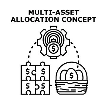 Multi asset allocation investing strategy for financial management Stock Illustration