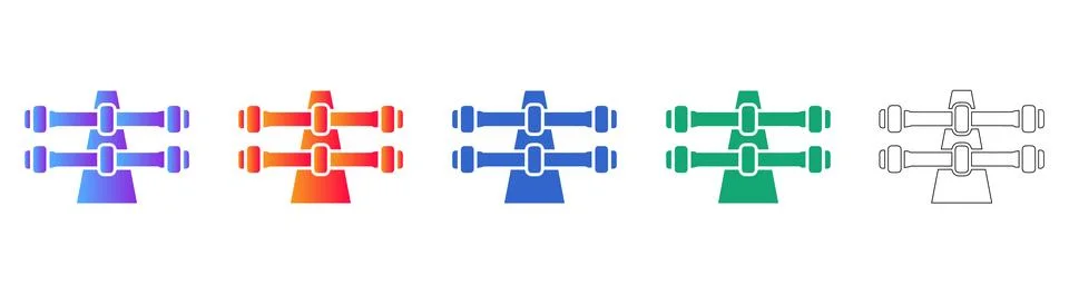 Multi Axis Horizontal Control System Icon Set Illustration