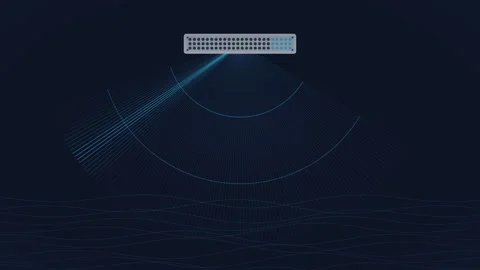 Multi Beam Echo Sounder Mbes Ship Hull Acoustic Array with Fan Shaped Sound.. Stock Footage 347338945