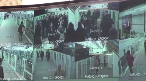 Multi-camera video surveillance metro - 1080p Stock Footage 43348897