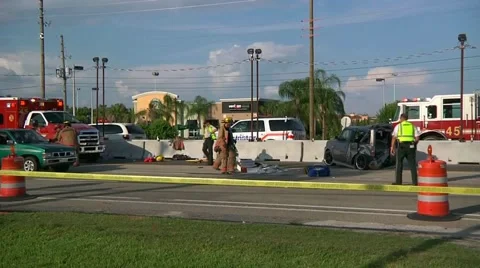 Multi car fatal crash Stock Footage 932253