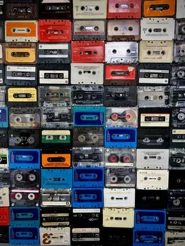 Multi-cassette background in a wall Foto stock
