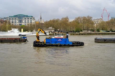 Multi-Cat Support Vessel on Thames Stock Photos