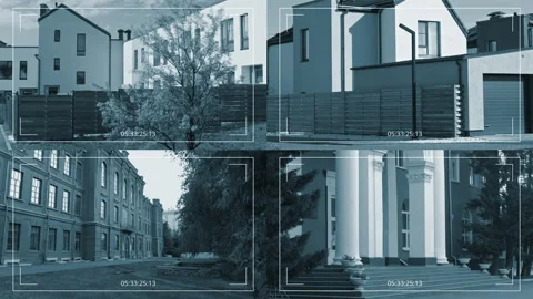 Multi CCTV of Exterior of Classical and Modern Urban Buildings Stock Footage 274654698
