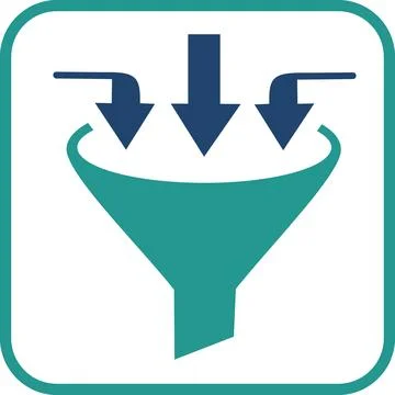 Multi channel funnel data processing icon 스톡 일러스트