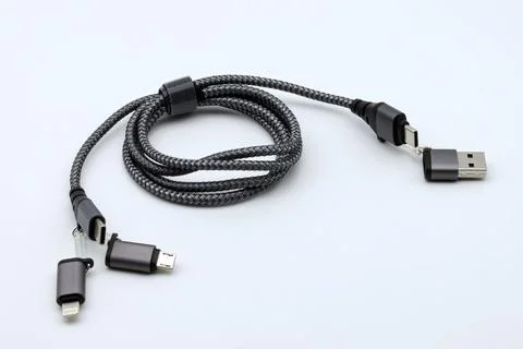 Multi Charging Cable with adapters isolated on white background Stock Photos