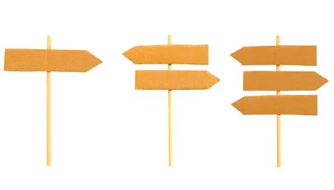 Multi choice crossroad directional arrow signs isolated on white background. Stock Photos