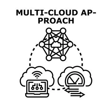 Multi cloud approach connecting decentralized computing infrastructure Stock Illustration