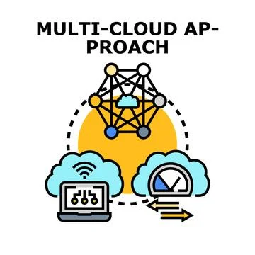 Multi cloud approach connecting decentralized computing infrastructure Stock Illustration
